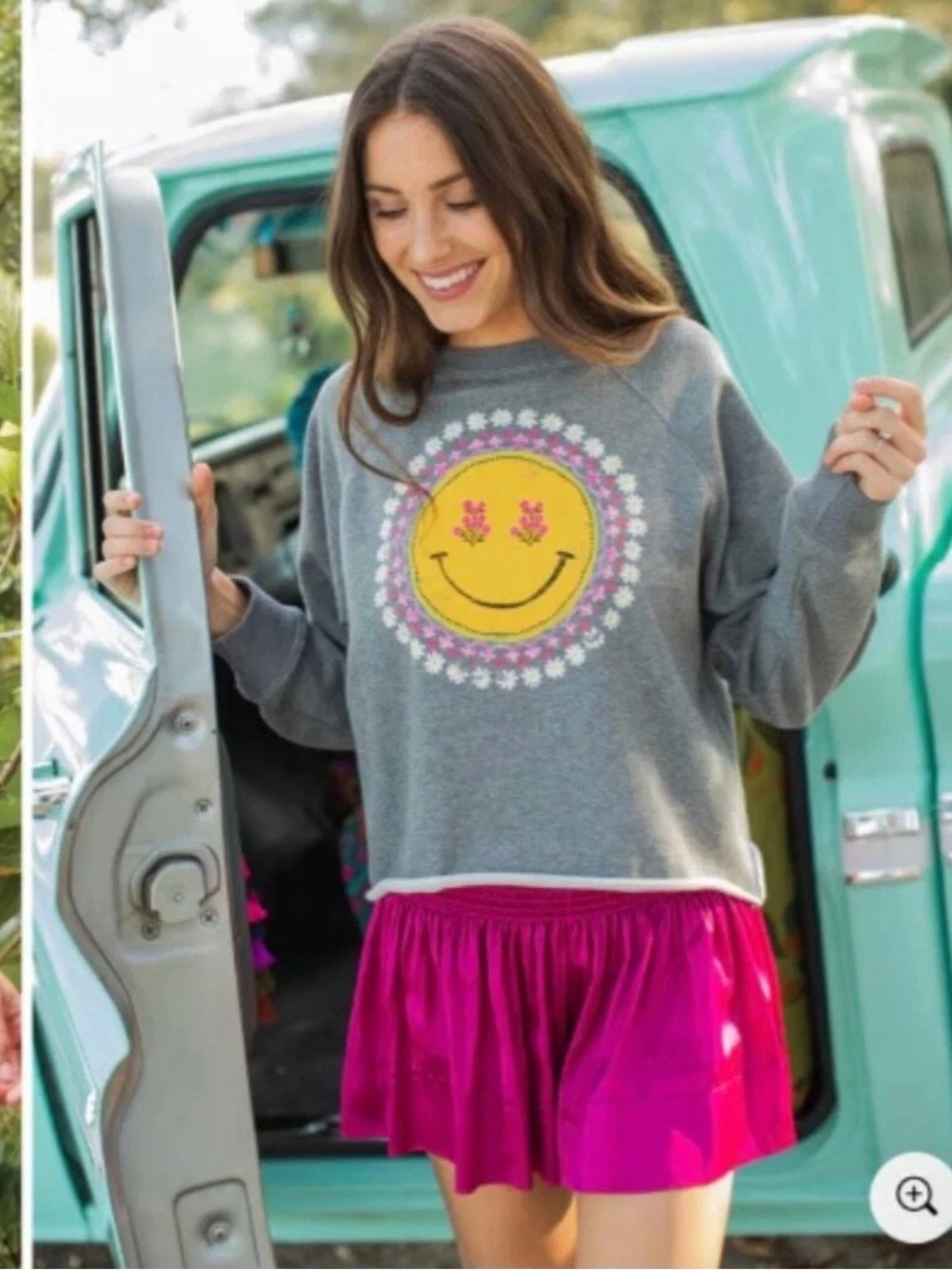 Natural Life Hot Pink Girly Smocked Boho Hippie Beach Daisy Mini Skirt Small - Picture 4 of 15